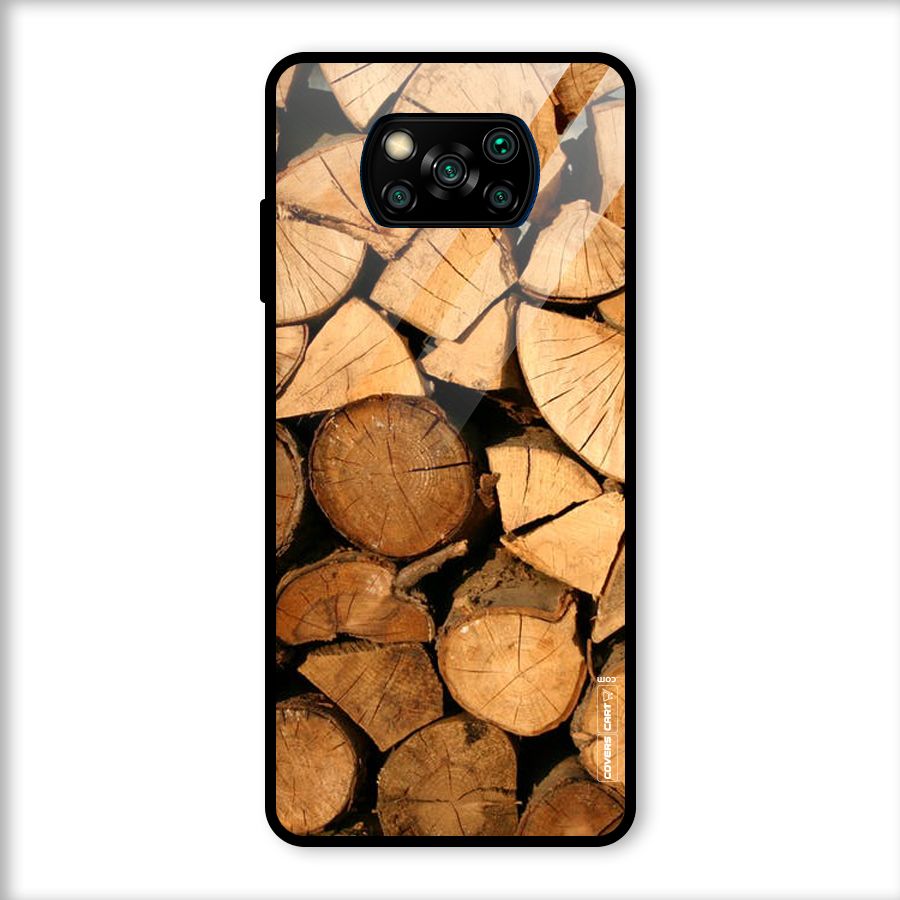 Wooden Logs Glass Back Case for Poco X3