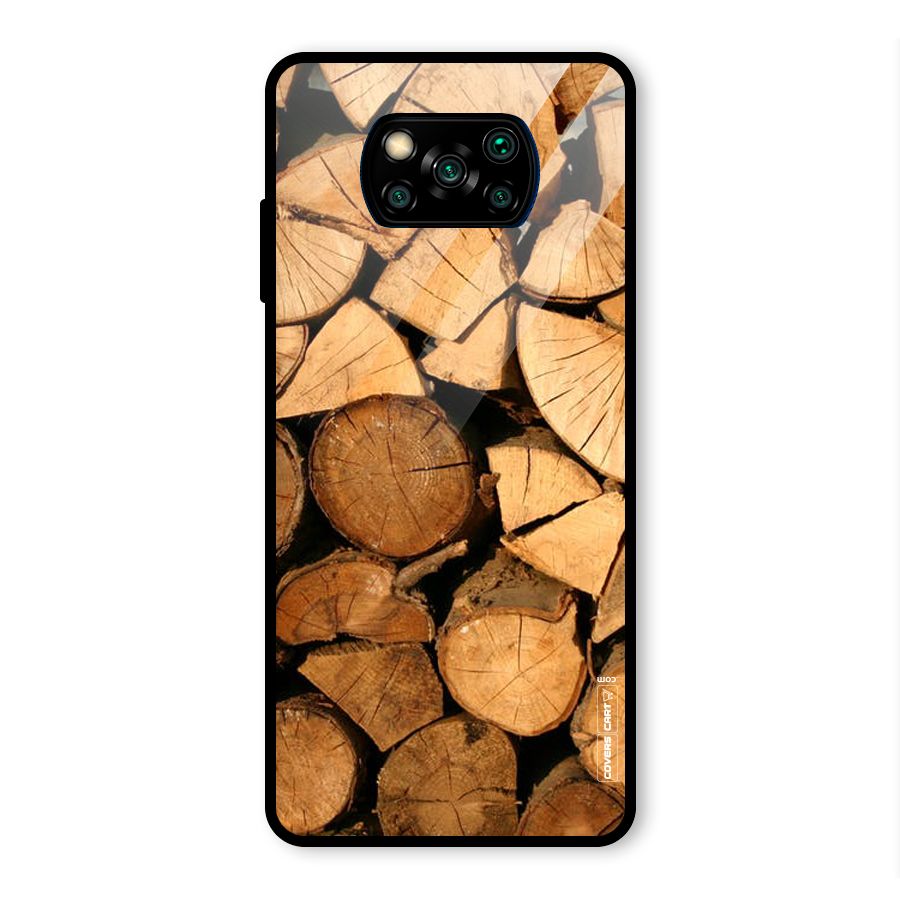 Wooden Logs Glass Back Case for Poco X3 Pro