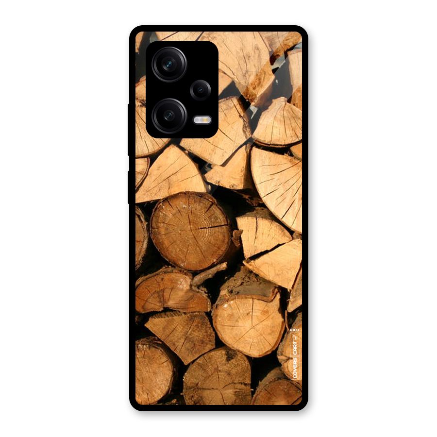 Wooden Logs Glass Back Case for Redmi Note 12 Pro
