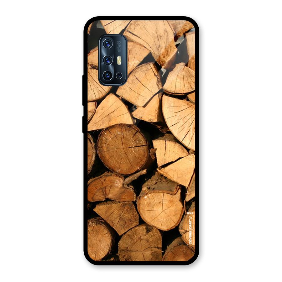 Wooden Logs Glass Back Case for Vivo V17