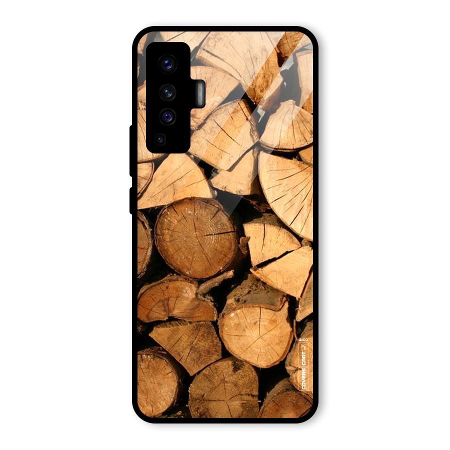 Wooden Logs Glass Back Case for Vivo X50