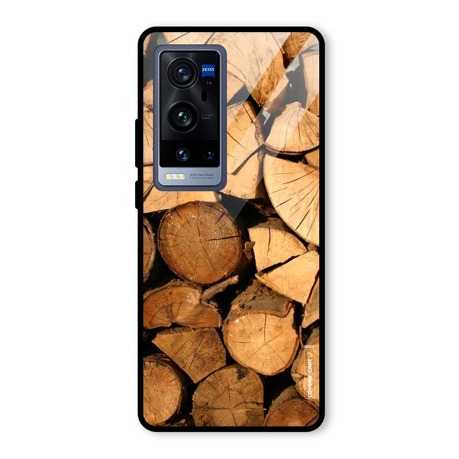 Wooden Logs Glass Back Case for Vivo X60 Pro Plus
