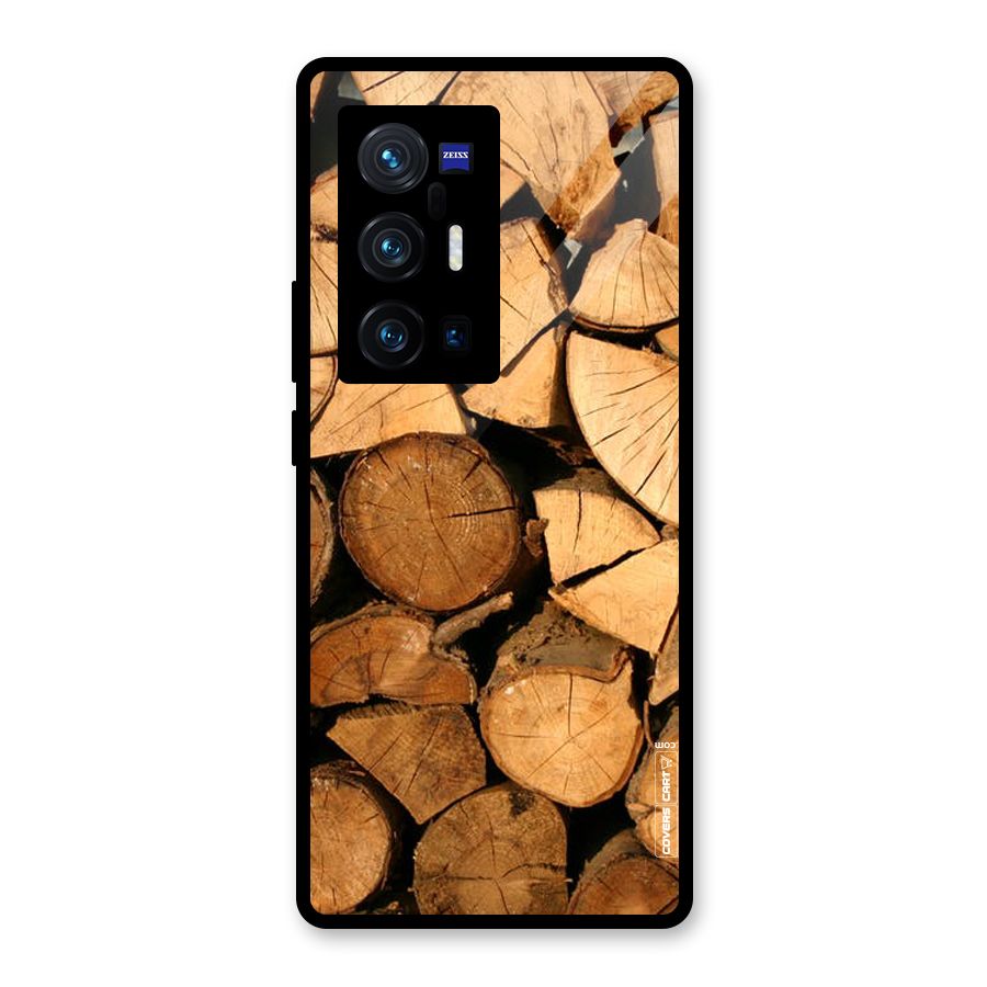Wooden Logs Glass Back Case for Vivo X70 Pro Plus