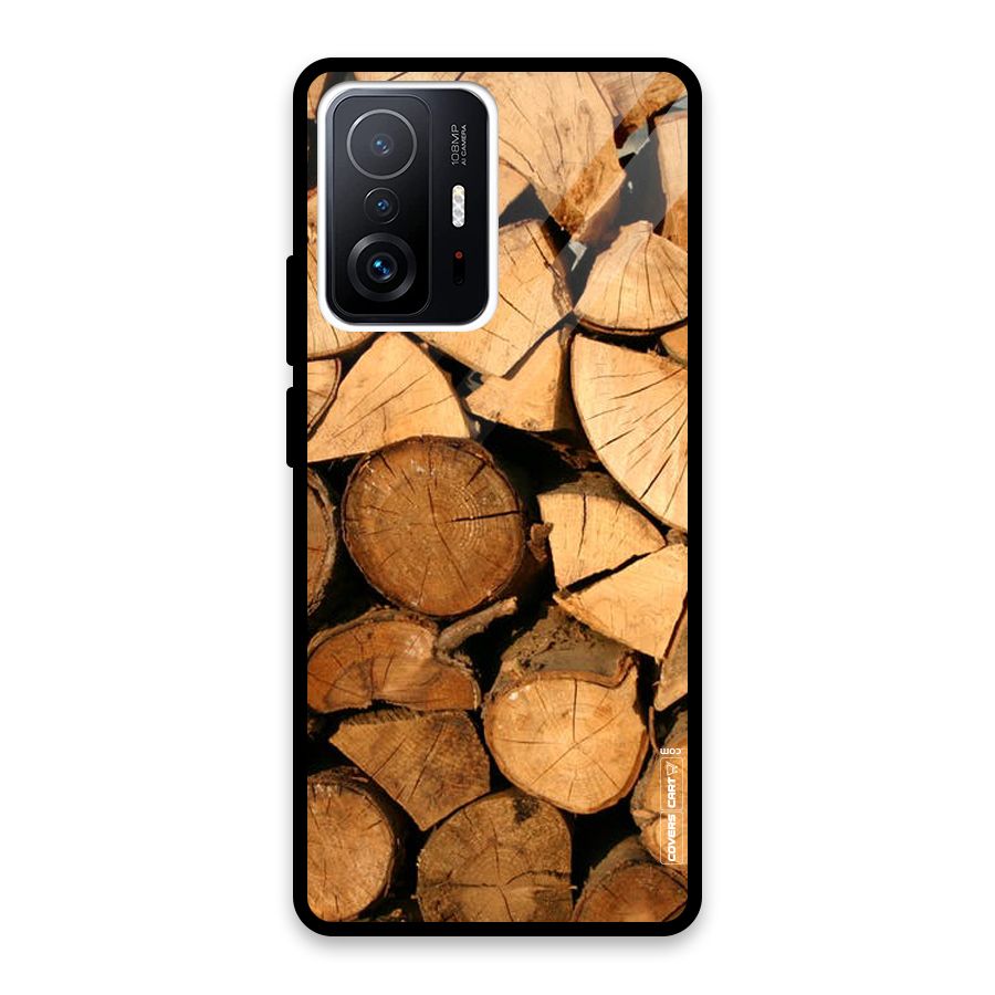 Wooden Logs Glass Back Case for Xiaomi 11T Pro