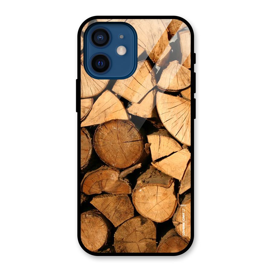 Wooden Logs Glass Back Case for iPhone 12 Mini