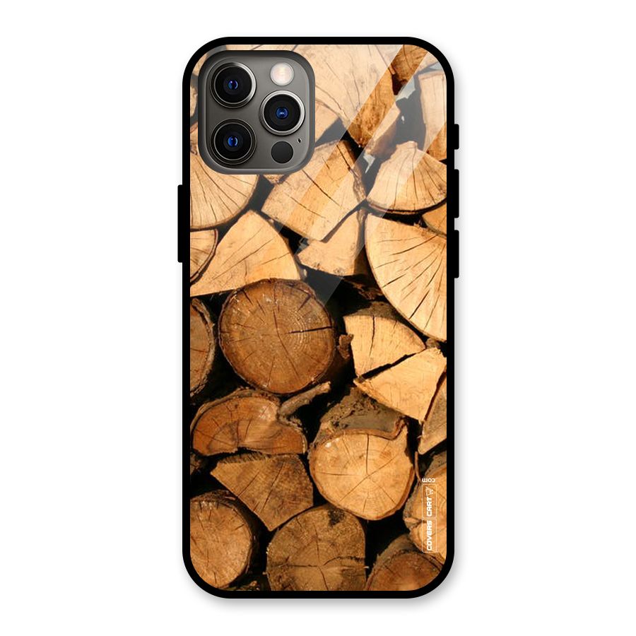 Wooden Logs Glass Back Case for iPhone 12 Pro