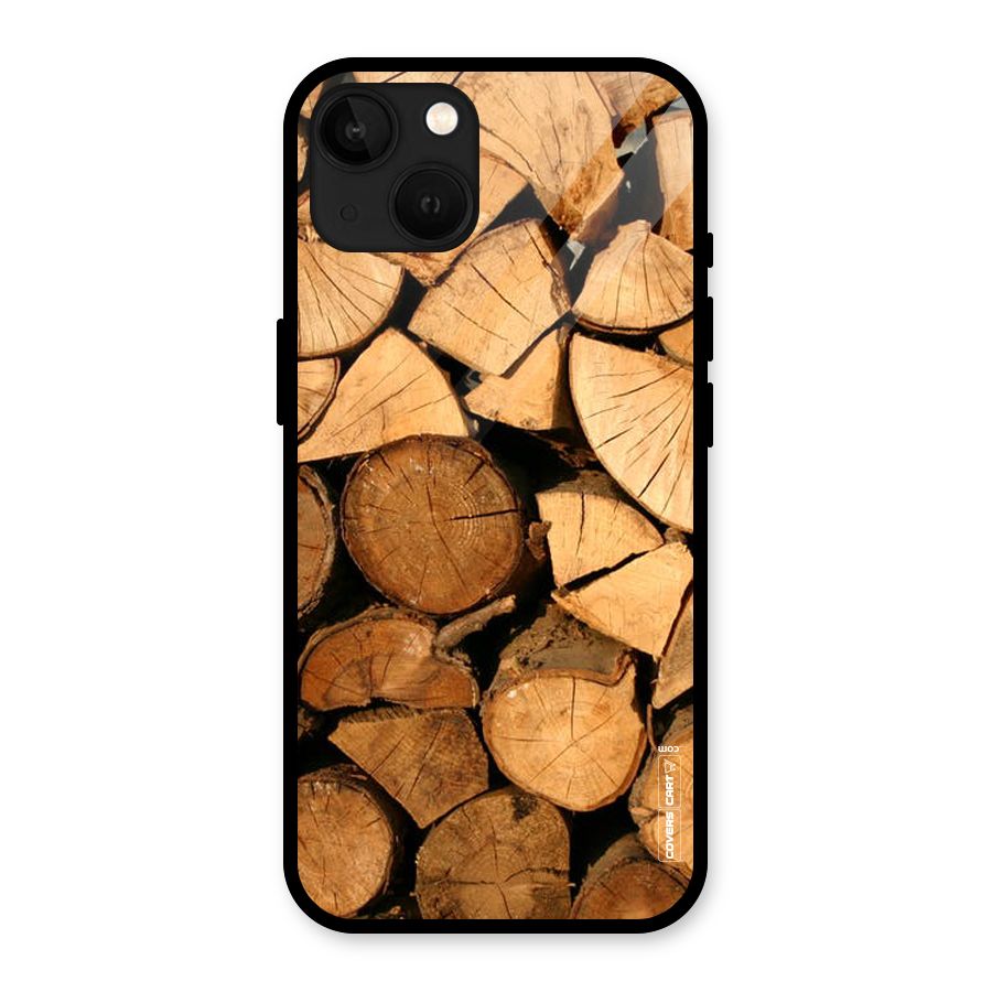 Wooden Logs Glass Back Case for iPhone 13