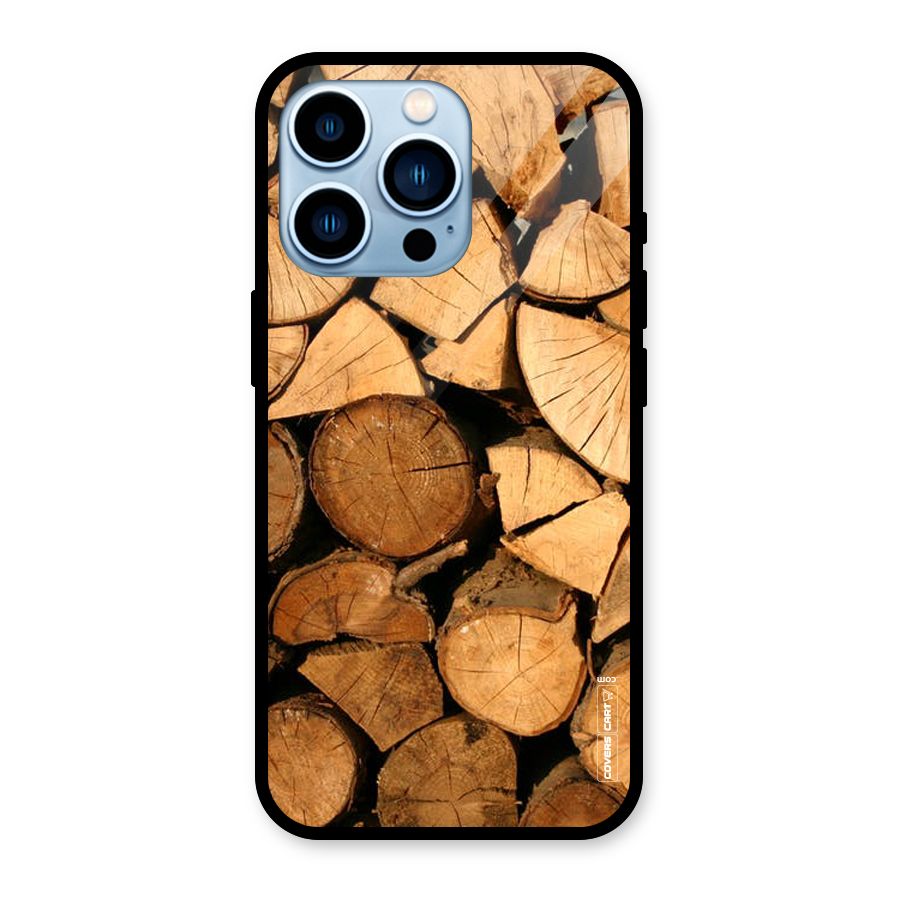 Wooden Logs Glass Back Case for iPhone 13 Pro