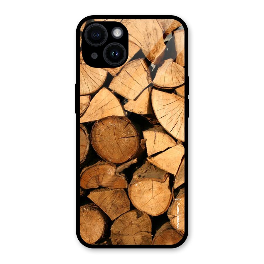 Wooden Logs Glass Back Case for iPhone 14