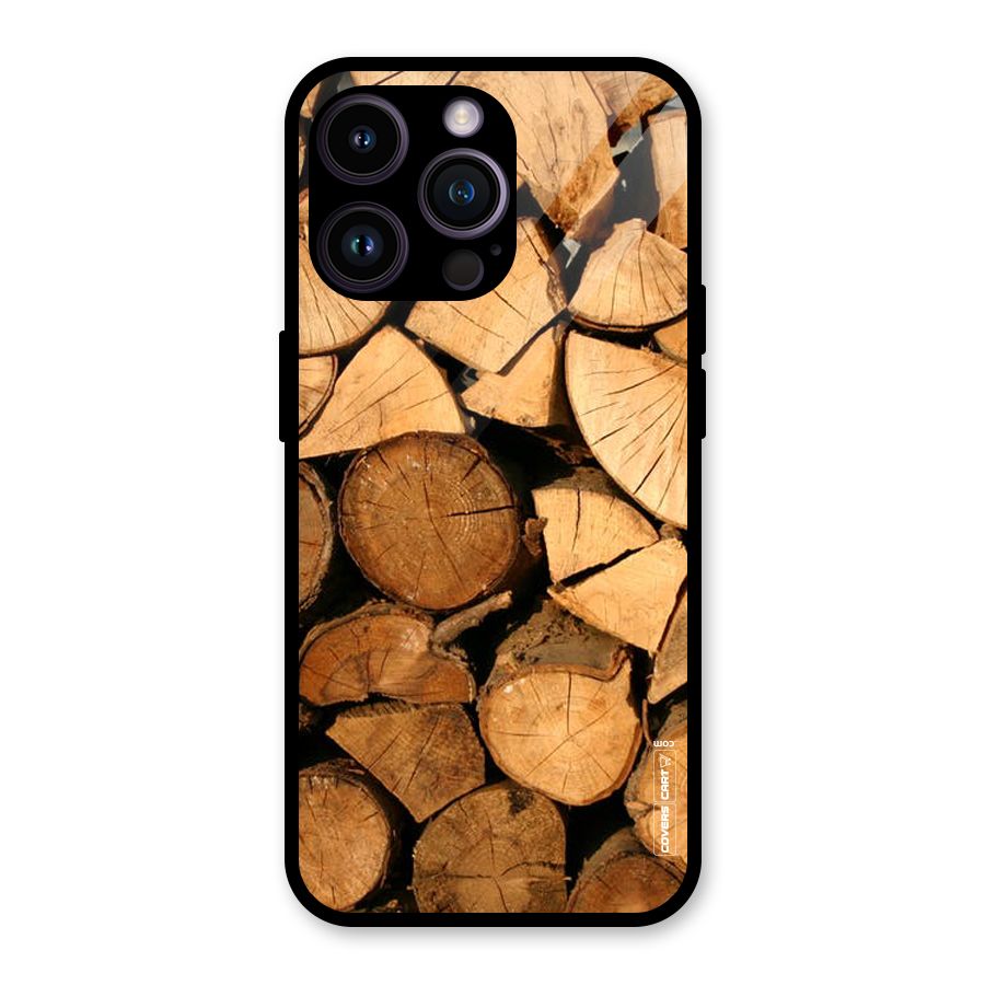 Wooden Logs Glass Back Case for iPhone 14 Pro Max