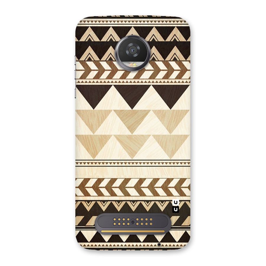 Wooden Printed Chevron Back Case for Moto Z2 Play