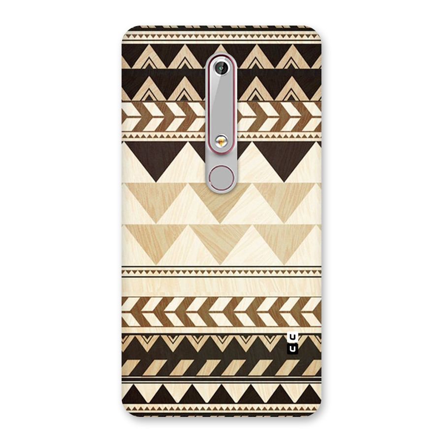 Wooden Printed Chevron Back Case for Nokia 6.1