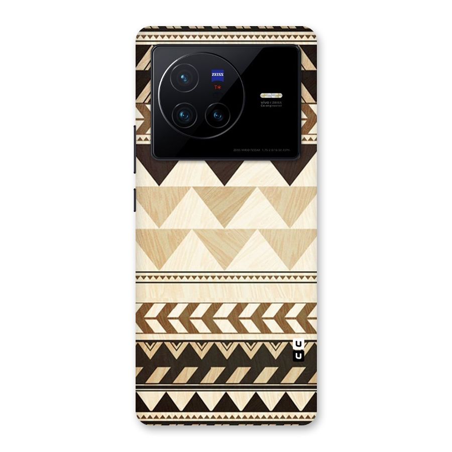 Wooden Printed Chevron Back Case for Vivo X80