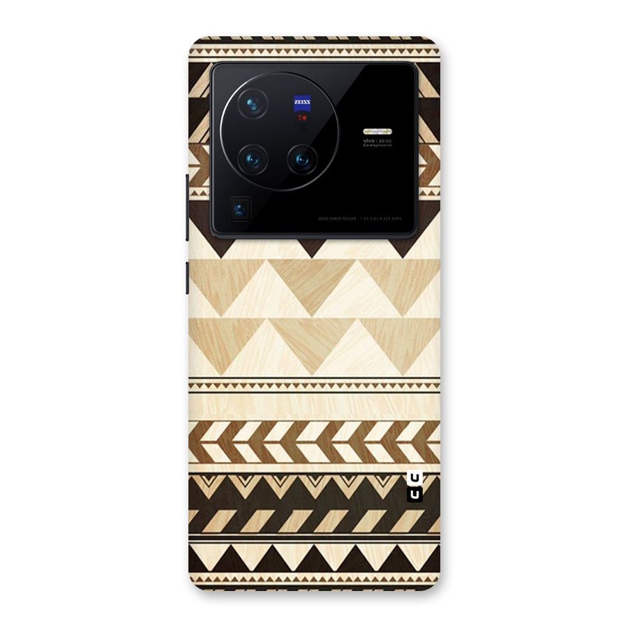 Wooden Printed Chevron Back Case for Vivo X80 Pro