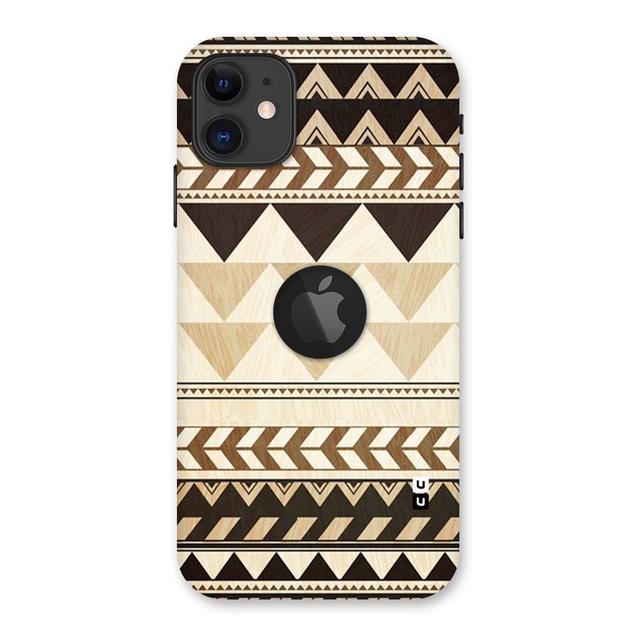 Wooden Printed Chevron Back Case for iPhone 11 Logo Cut