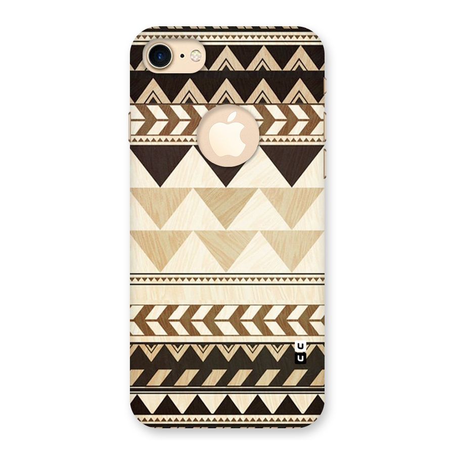 Wooden Printed Chevron Back Case for iPhone 7 Logo Cut