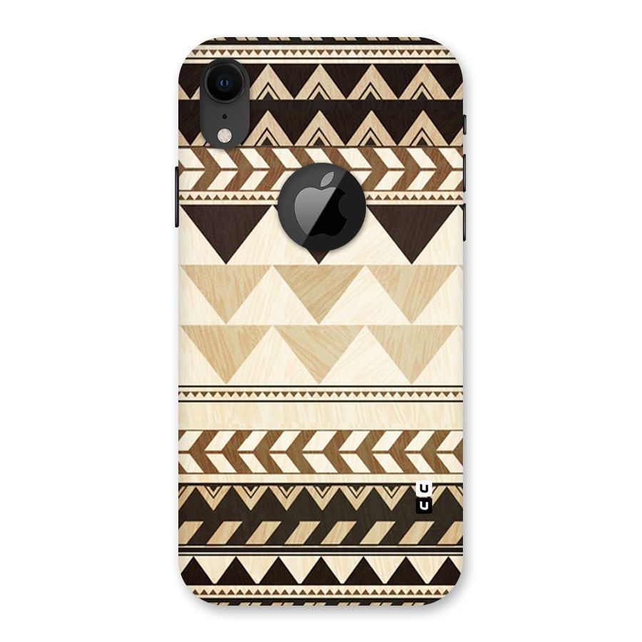 Wooden Printed Chevron Back Case for iPhone XR Logo Cut