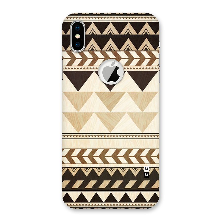 Wooden Printed Chevron Back Case for iPhone X Logo Cut