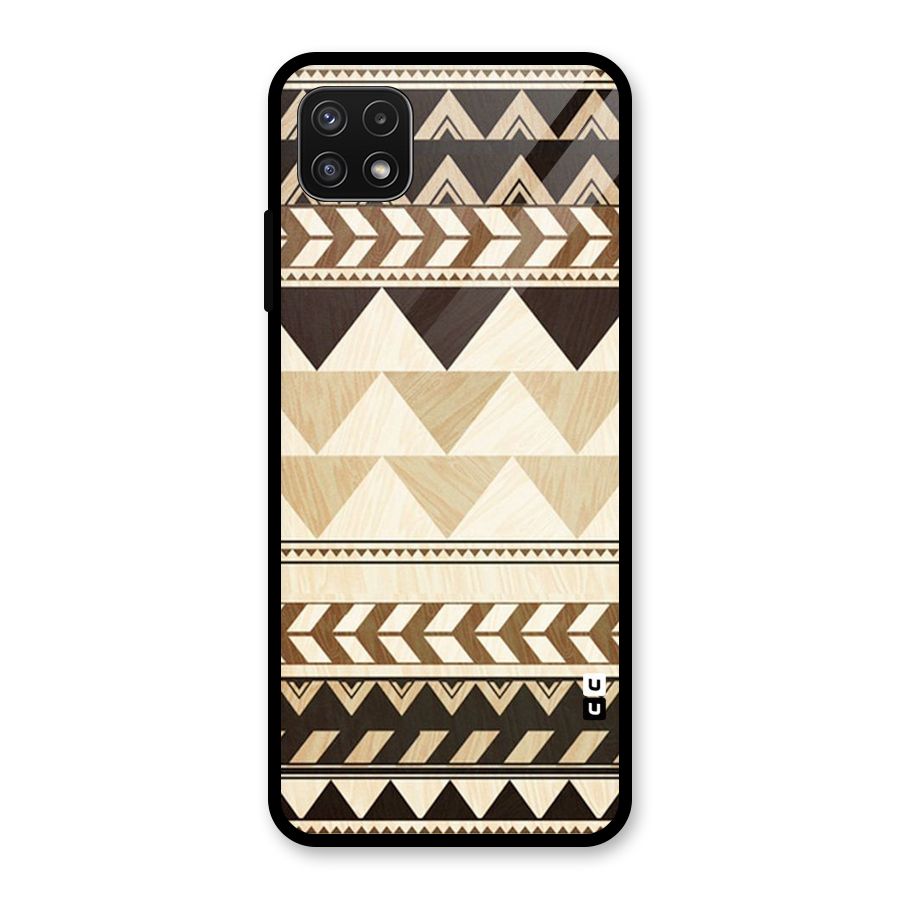 Wooden Printed Chevron Glass Back Case for Galaxy A22 5G
