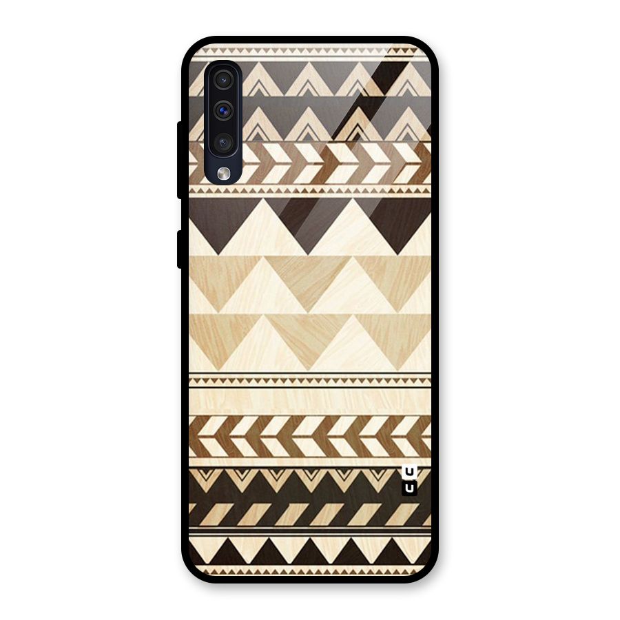 Wooden Printed Chevron Glass Back Case for Galaxy A50