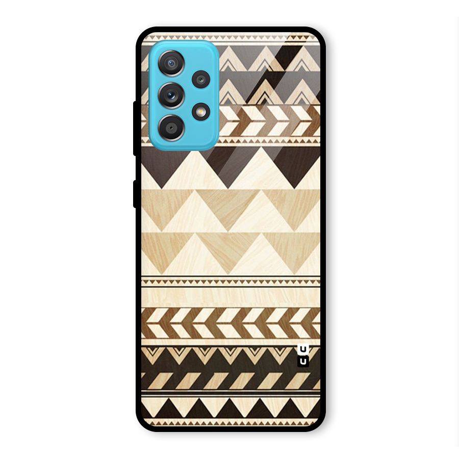 Wooden Printed Chevron Glass Back Case for Galaxy A52s 5G