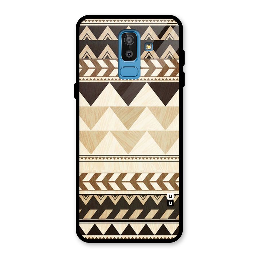 Wooden Printed Chevron Glass Back Case for Galaxy J8