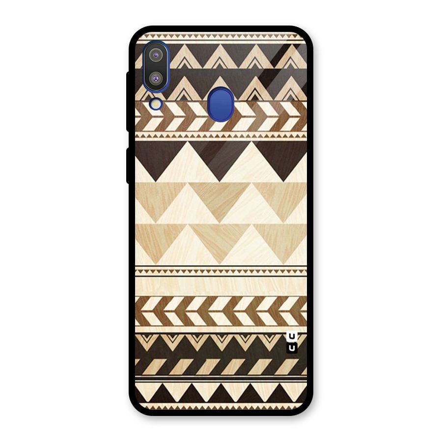 Wooden Printed Chevron Glass Back Case for Galaxy M20