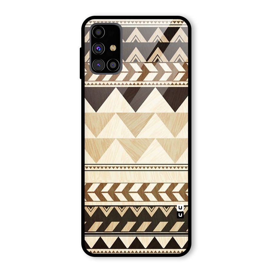 Wooden Printed Chevron Glass Back Case for Galaxy M31s