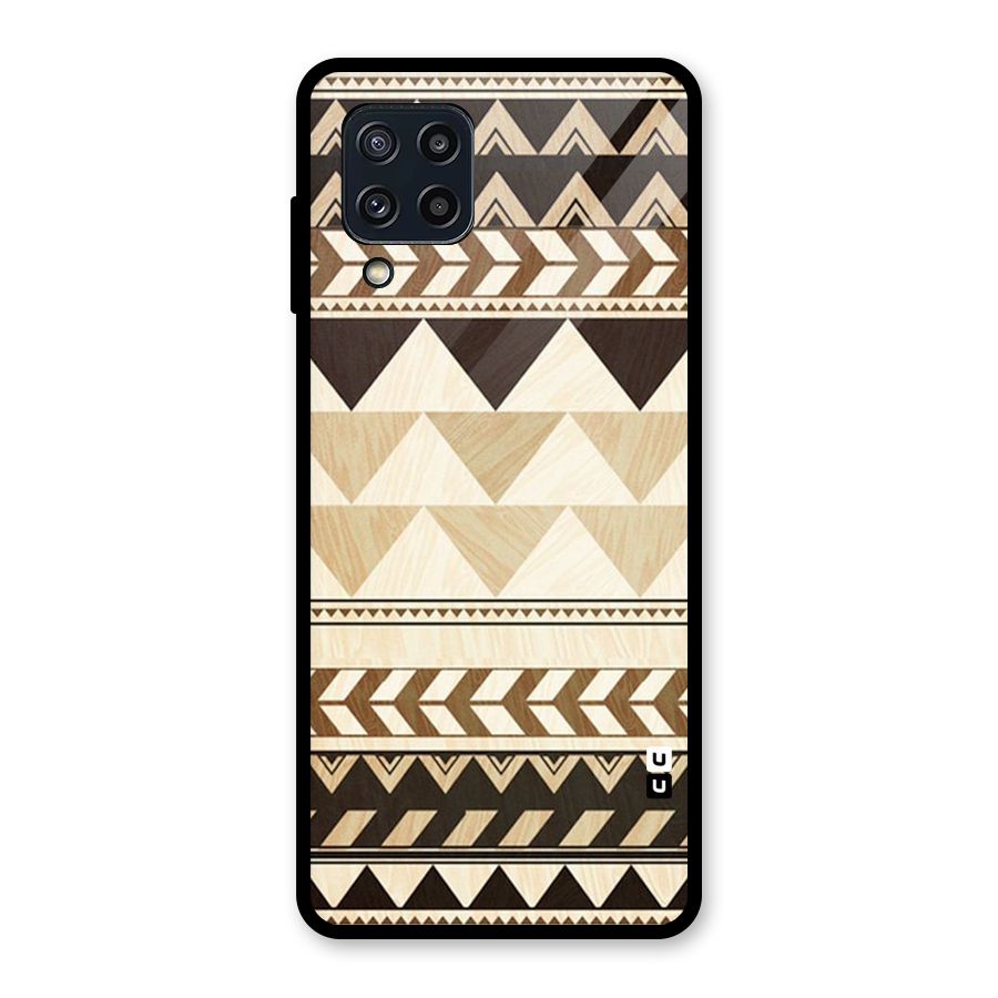 Wooden Printed Chevron Glass Back Case for Galaxy M32