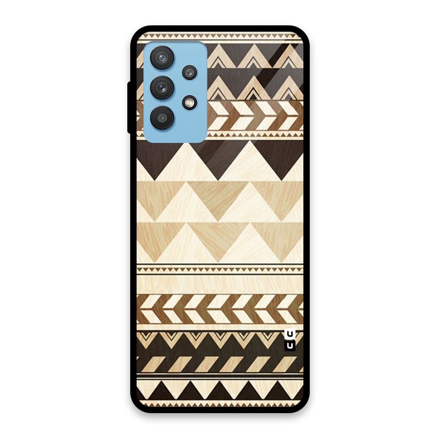 Wooden Printed Chevron Glass Back Case for Galaxy M32 5G
