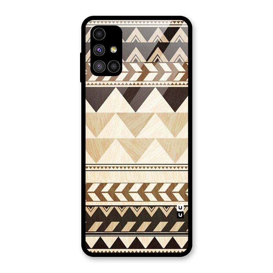 Wooden Printed Chevron Glass Back Case for Galaxy M51