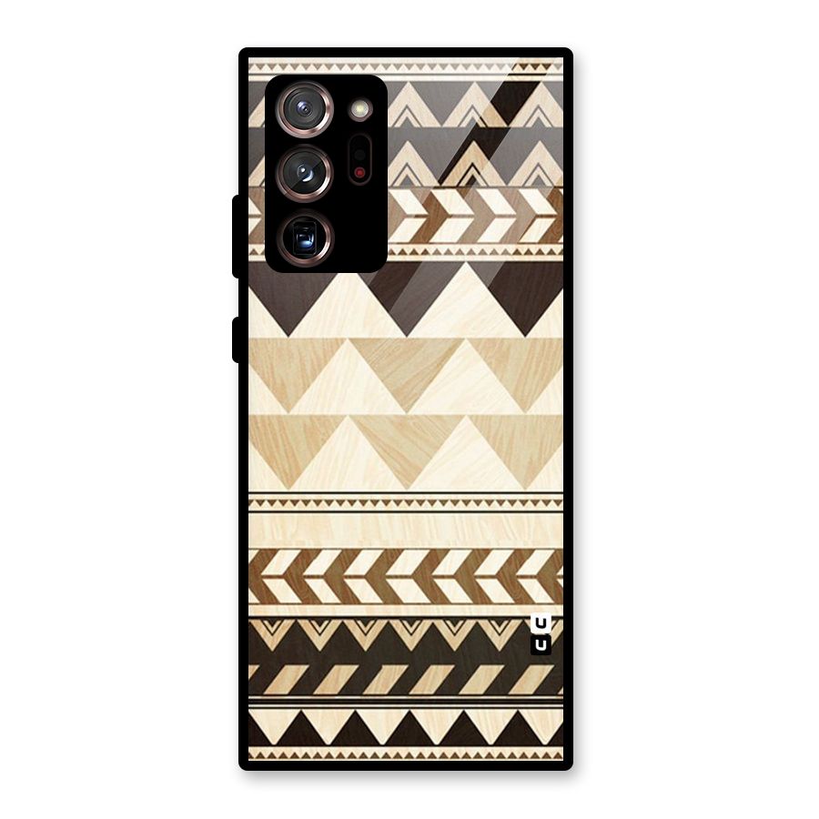 Wooden Printed Chevron Glass Back Case for Galaxy Note 20 Ultra 5G