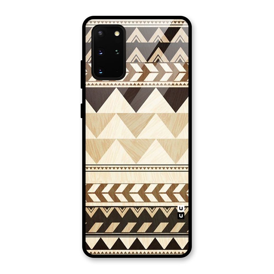 Wooden Printed Chevron Glass Back Case for Galaxy S20 Plus