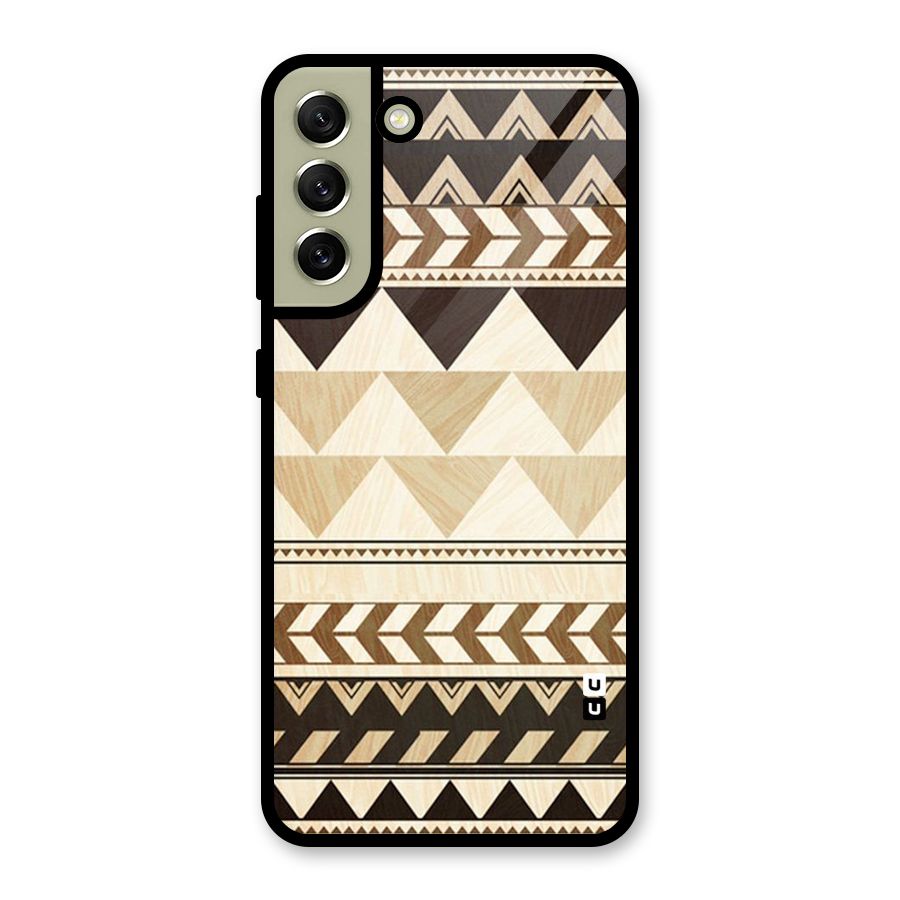 Wooden Printed Chevron Glass Back Case for Galaxy S21 FE 5G