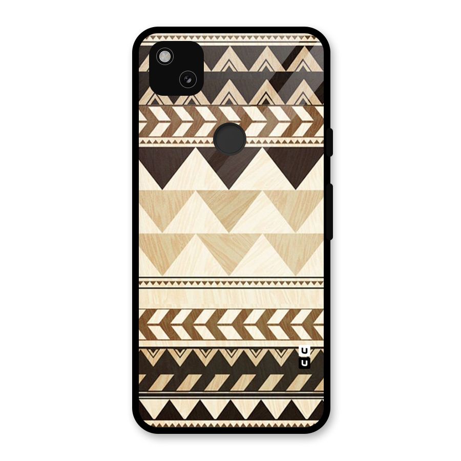 Wooden Printed Chevron Glass Back Case for Google Pixel 4a