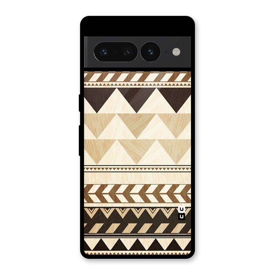 Wooden Printed Chevron Glass Back Case for Google Pixel 7 Pro