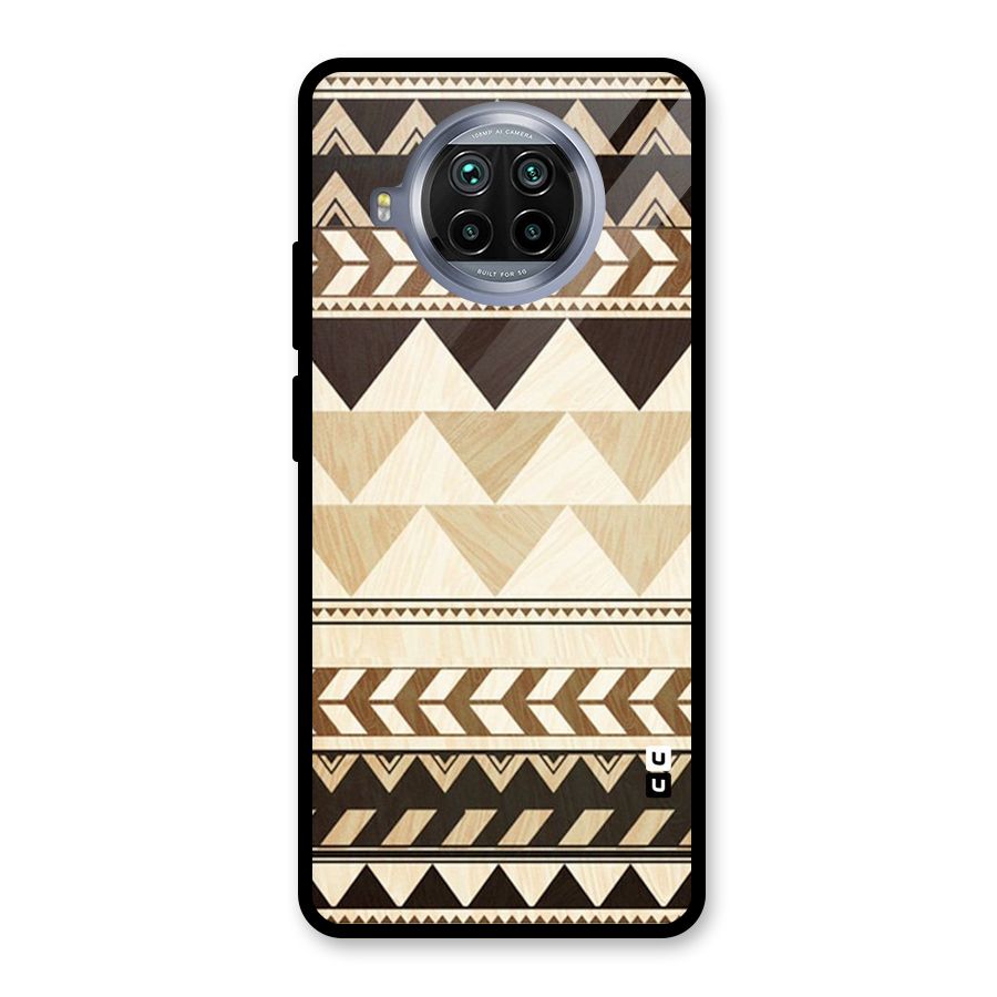 Wooden Printed Chevron Glass Back Case for Mi 10i