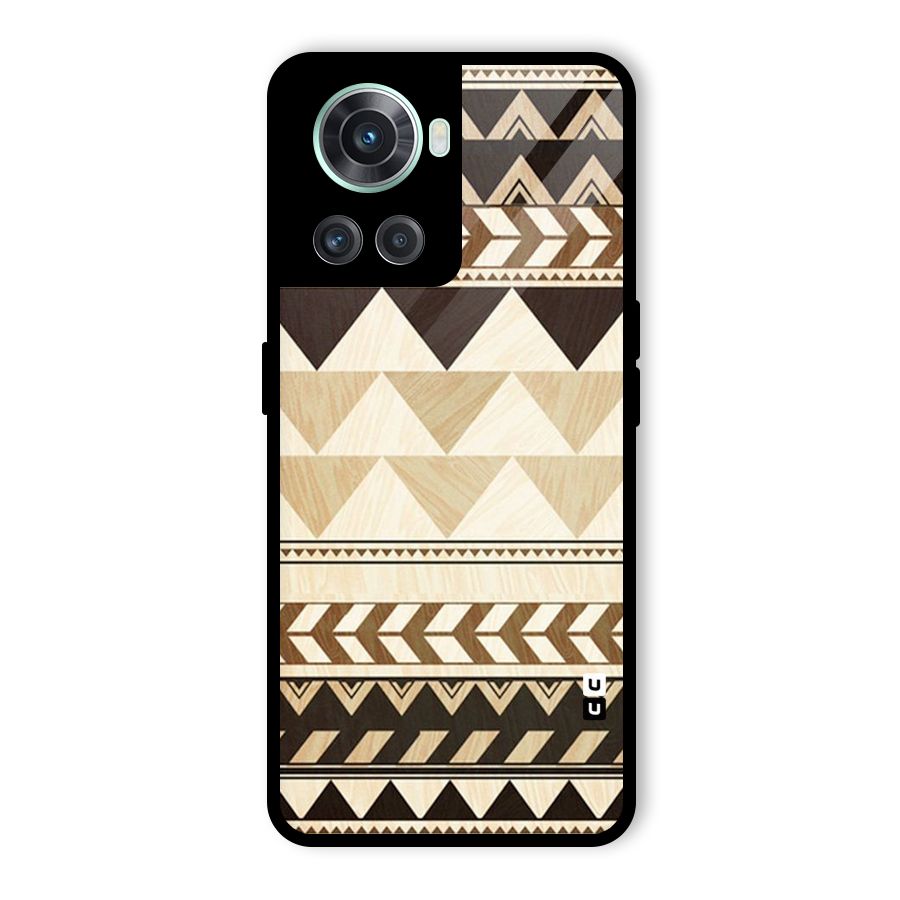 Wooden Printed Chevron Glass Back Case for OnePlus 10R