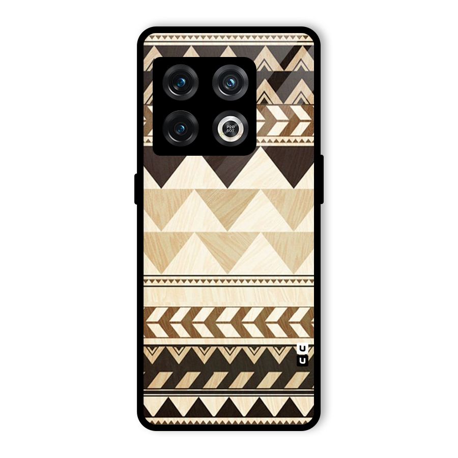 Wooden Printed Chevron Glass Back Case for OnePlus 10 Pro 5G