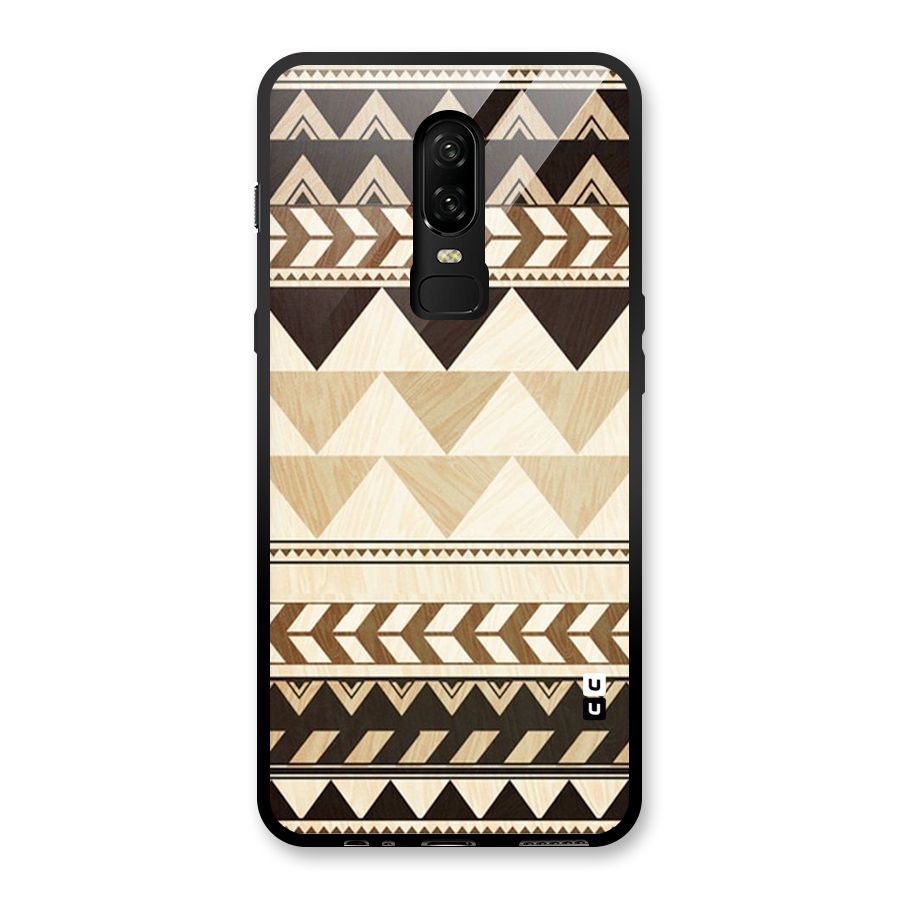 Wooden Printed Chevron Glass Back Case for OnePlus 6