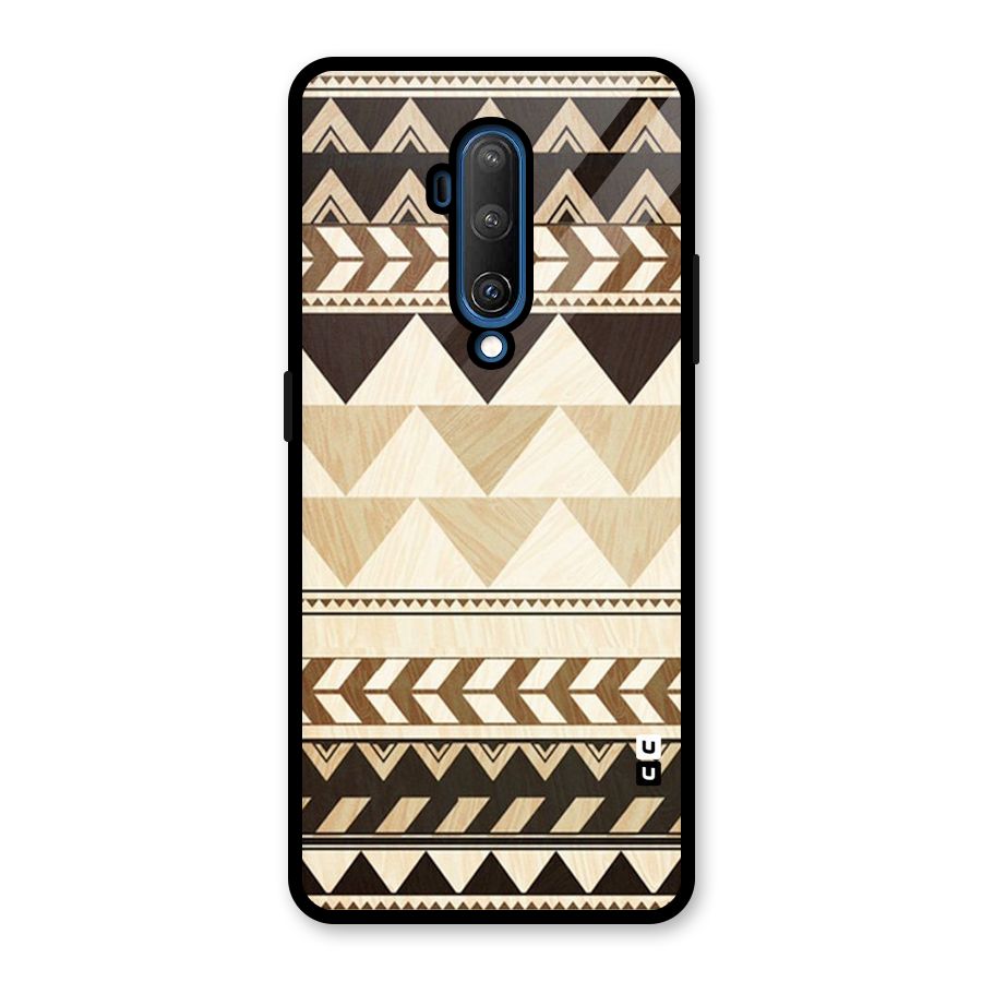 Wooden Printed Chevron Glass Back Case for OnePlus 7T Pro
