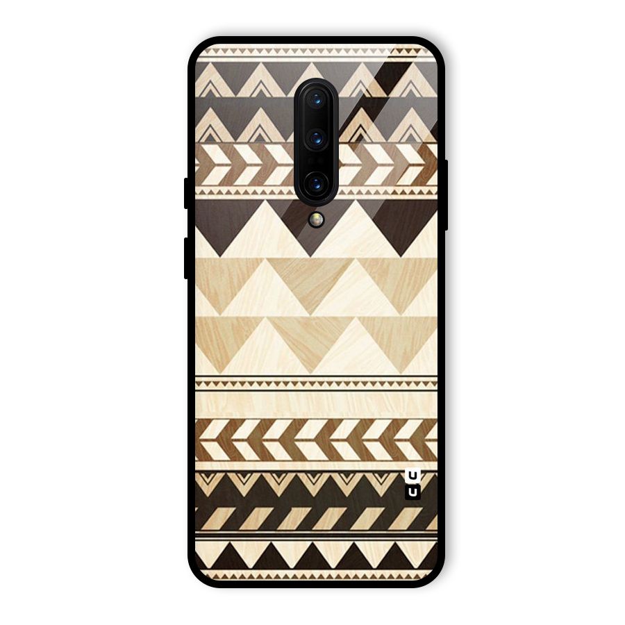 Wooden Printed Chevron Glass Back Case for OnePlus 7 Pro