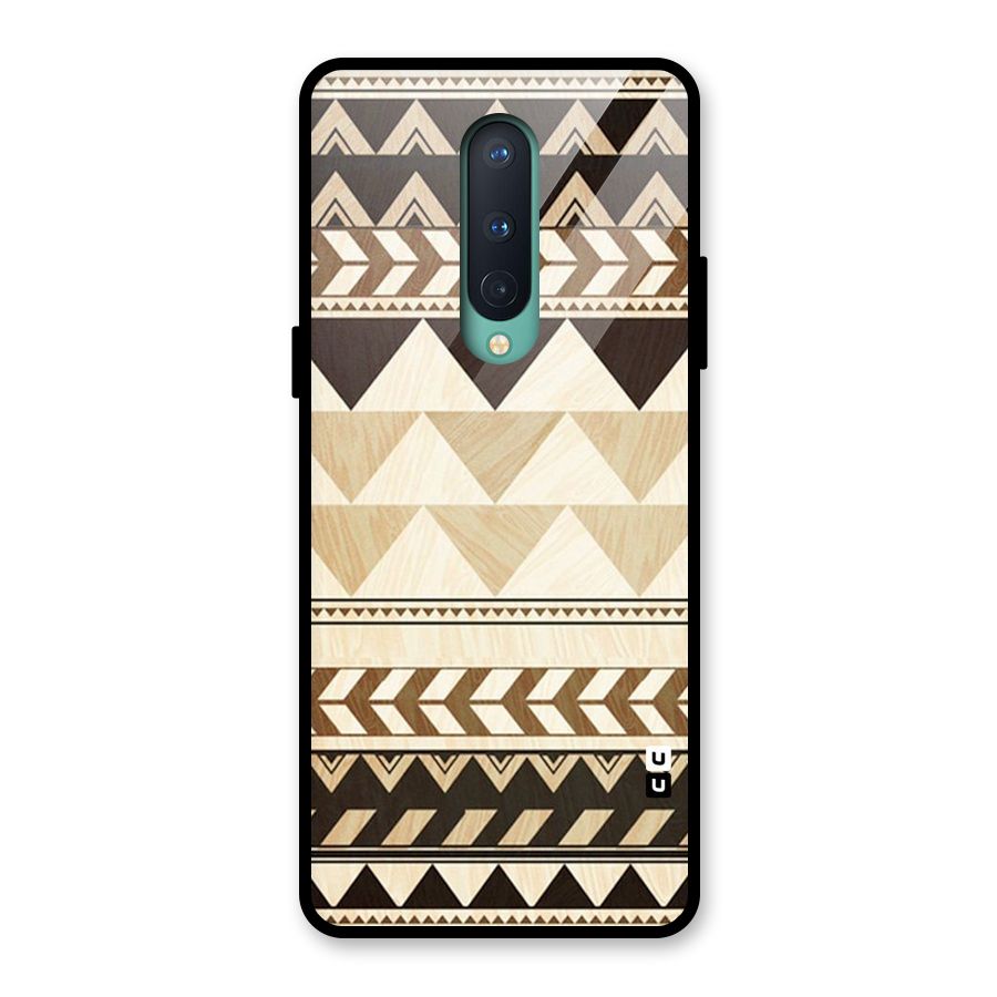 Wooden Printed Chevron Glass Back Case for OnePlus 8