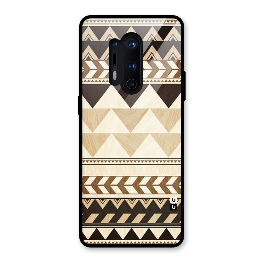 Wooden Printed Chevron Glass Back Case for OnePlus 8 Pro