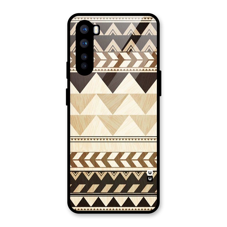 Wooden Printed Chevron Glass Back Case for OnePlus Nord