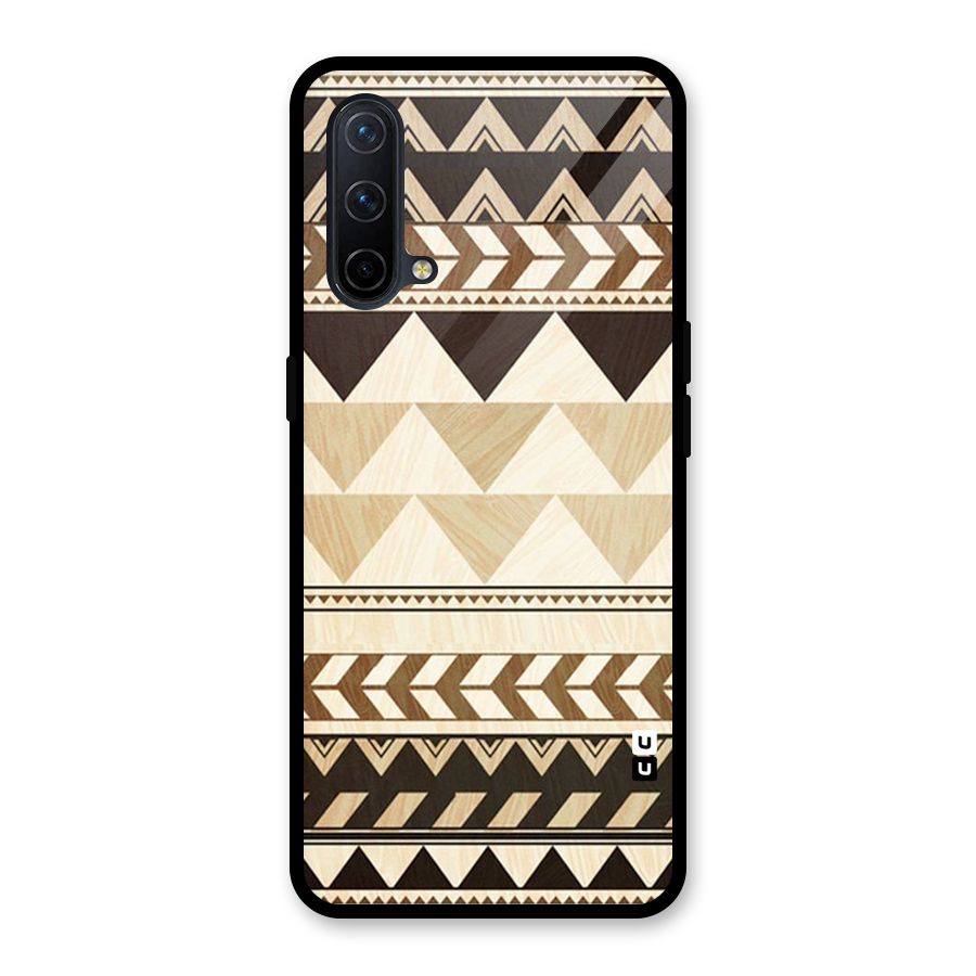 Wooden Printed Chevron Glass Back Case for OnePlus Nord CE 5G