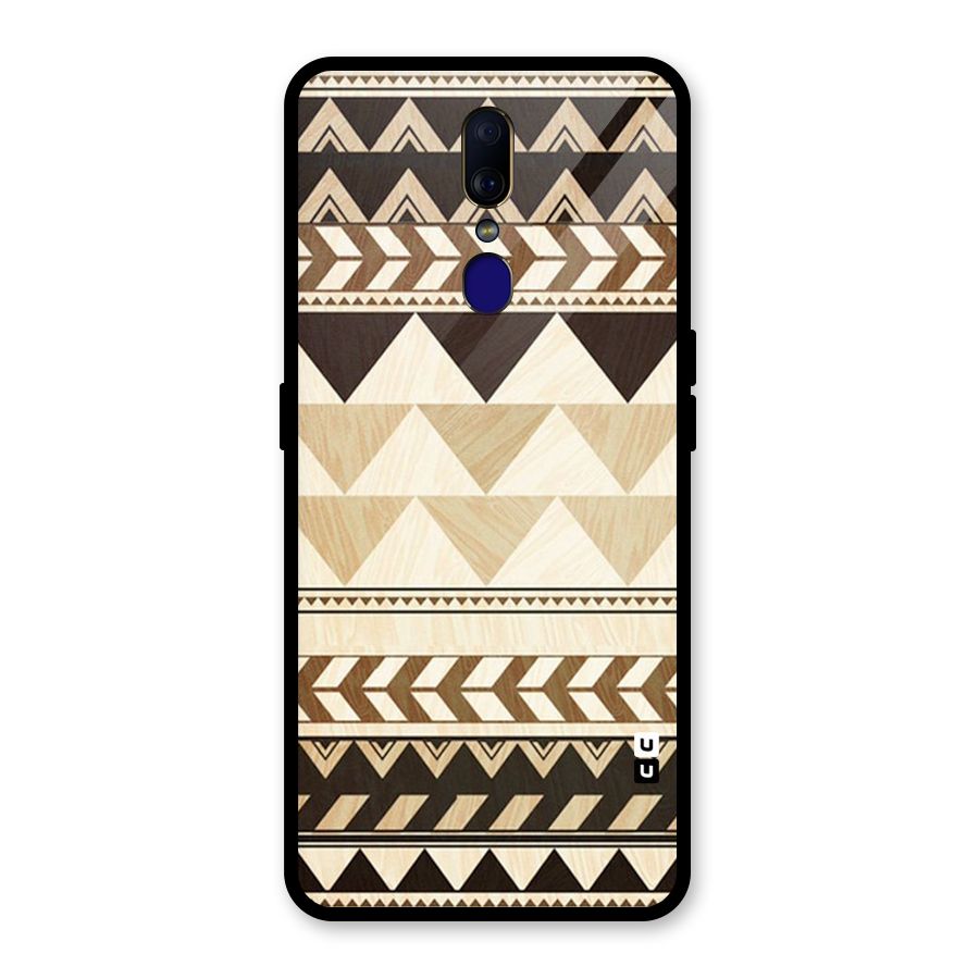Wooden Printed Chevron Glass Back Case for Oppo F11