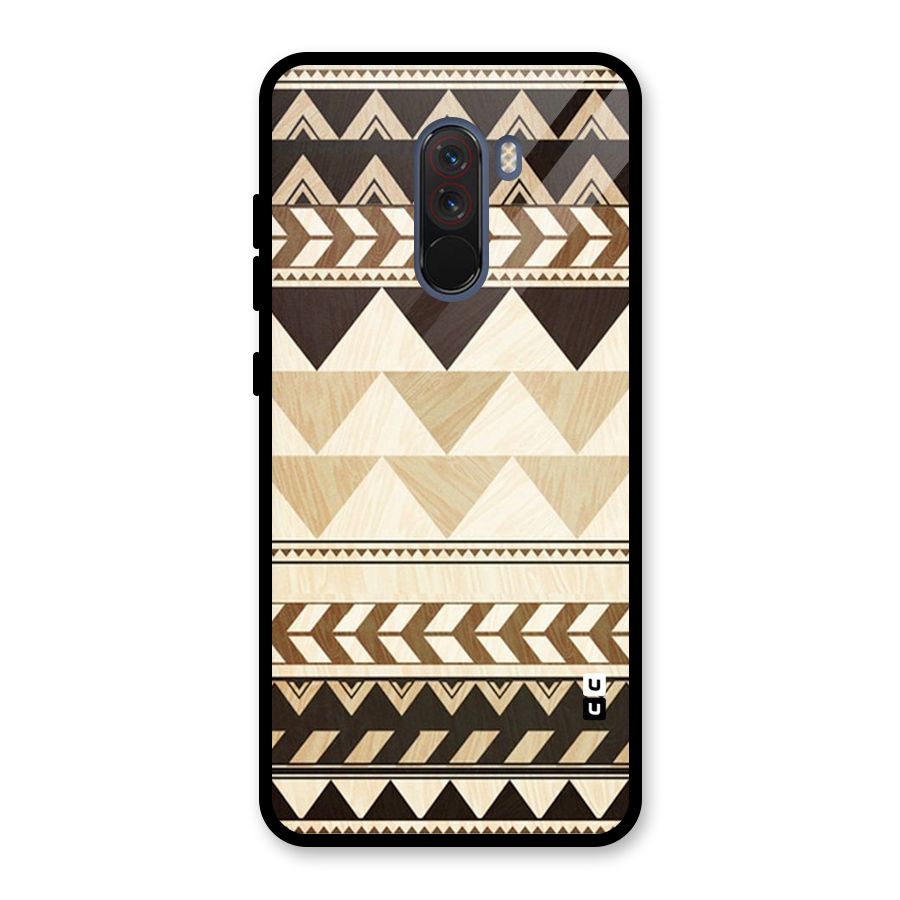 Wooden Printed Chevron Glass Back Case for Poco F1