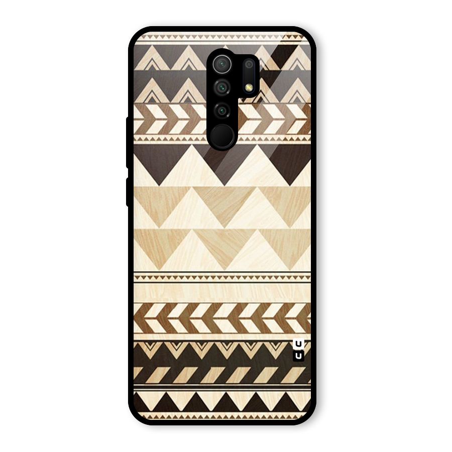 Wooden Printed Chevron Glass Back Case for Poco M2