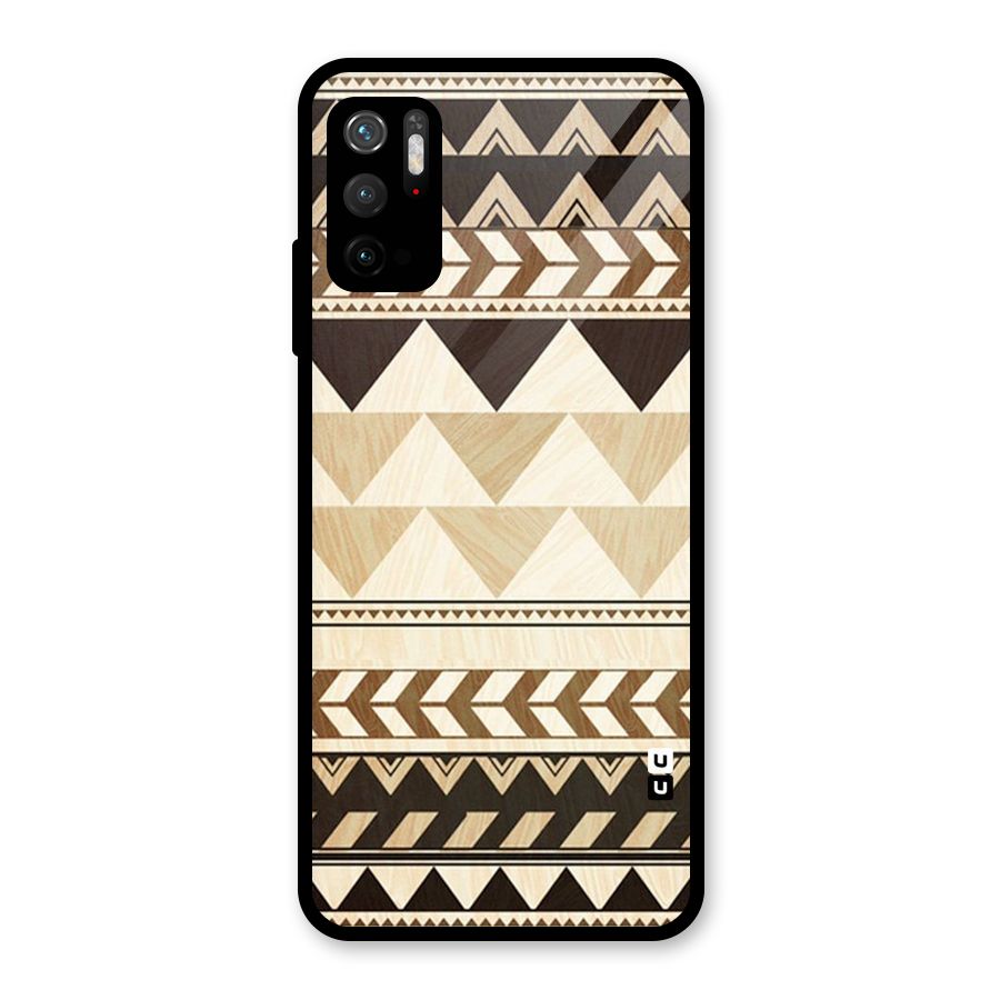 Wooden Printed Chevron Glass Back Case for Poco M3 Pro 5G